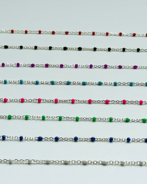 Sterling Silver Enamel Layering Chain