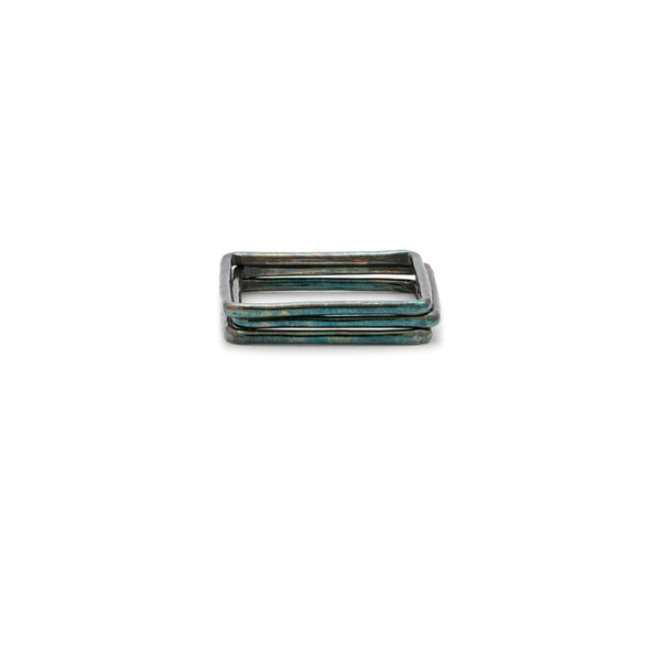 Square Stackers - Oxidized Silver