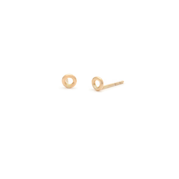 14k Gold Tiny Donut Studs