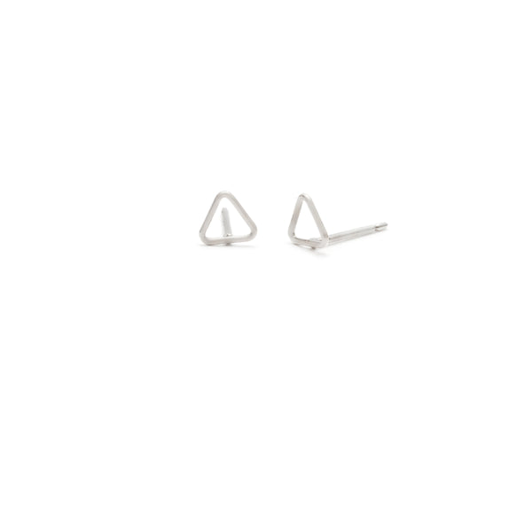 Tiny Silver Triangle Studs