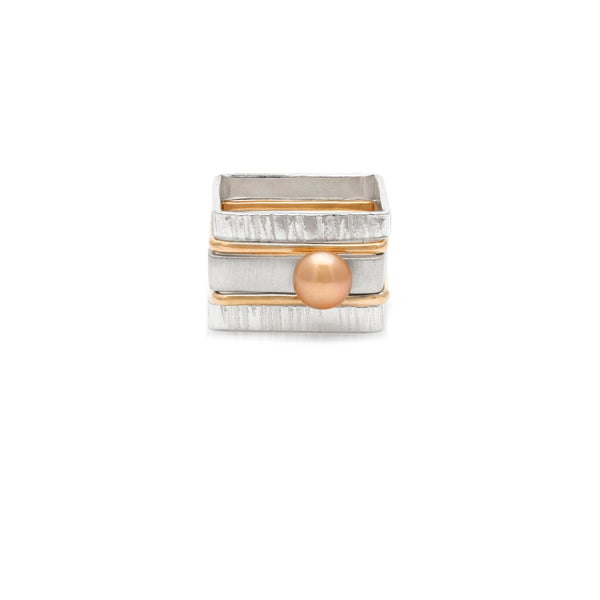 4mm Square Pearl Ring