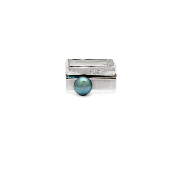 4mm Square Pearl Ring